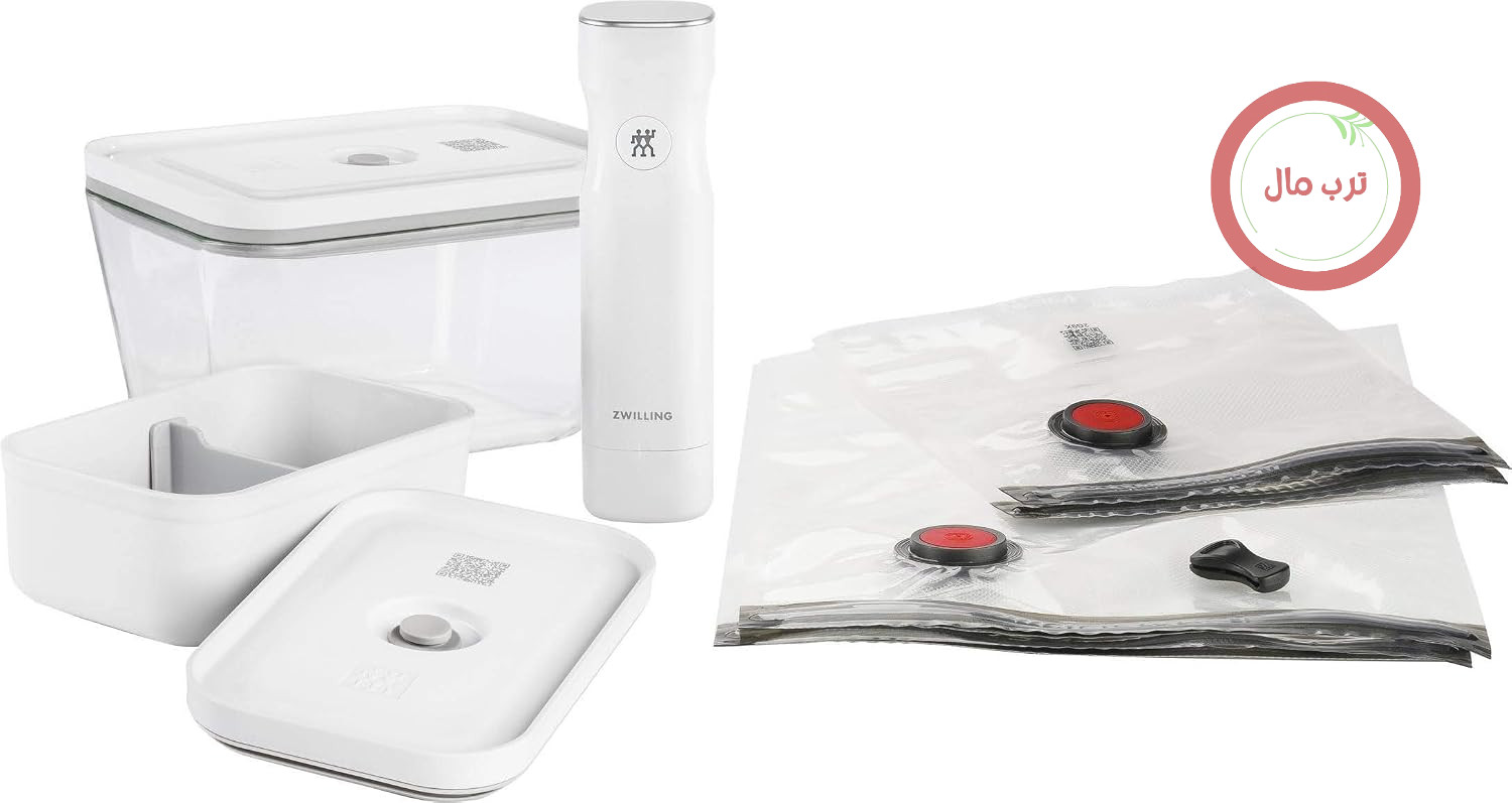 مجموعه درزگیر وکیوم Zwilling 36814-107 Fresh & Save، 7 تکه، ظروف شیشه‌ای و ظرف غذا، پمپ وکیوم، درب‌دار، مقاوم در برابر حرارت، ظروف