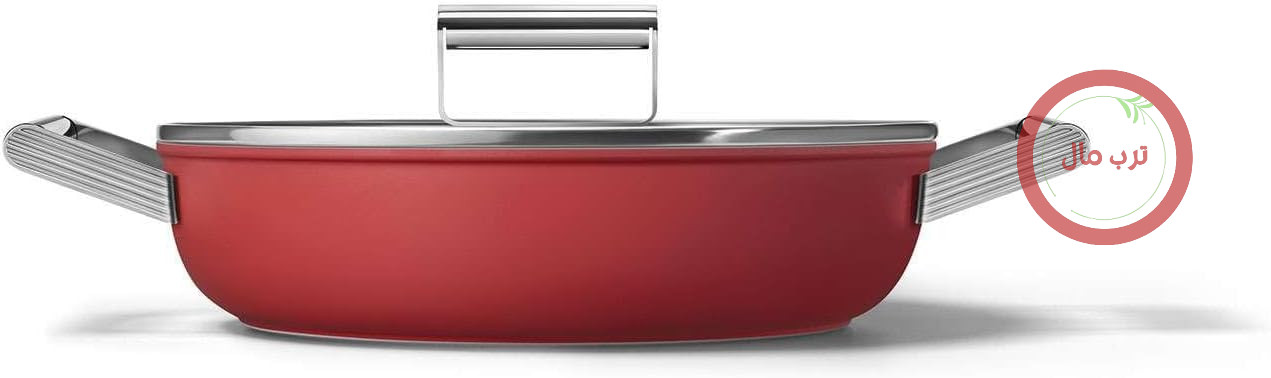 تابه نچسب اسمگ ایتالیا Smeg CKFD2811RDM قرمز با درپوش