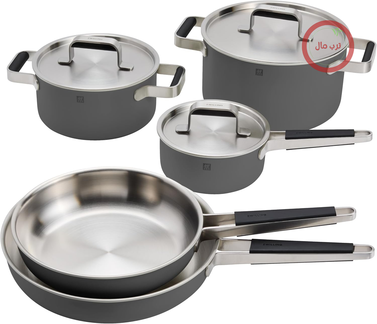 سرویس قابلمه ۸ تکه استیل ضد زنگ ZWILLING Pure، خاکستری
