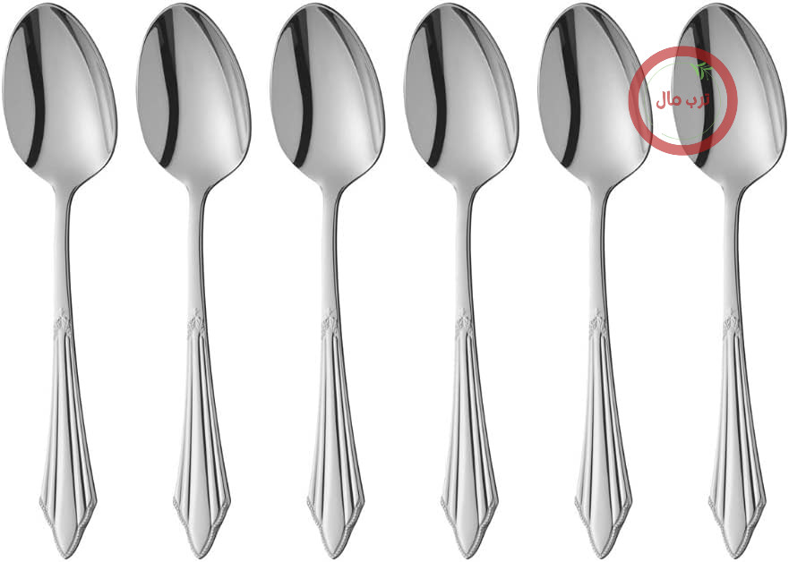 سرویس قاشق اسپرسو فن دار WMF، 6 تکه، XX سانتی متر، از جنس استیل ضد زنگ براق Cromargan، براق، مقاوم در برابر خش، قابل شستشو در ماشین ظرفشویی