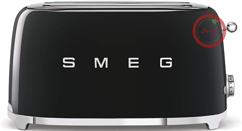 توستر Smeg 2x2 TSF02BLEU، 2 شیار بلند برای 2 برش نان، 6 سطح برشته کردن، عملکرد گرمایش، عملکرد یخ‌زدایی و نان شیرینی حلقوی، کشوی ذخیره‌سازی، 950 وات، مشکی