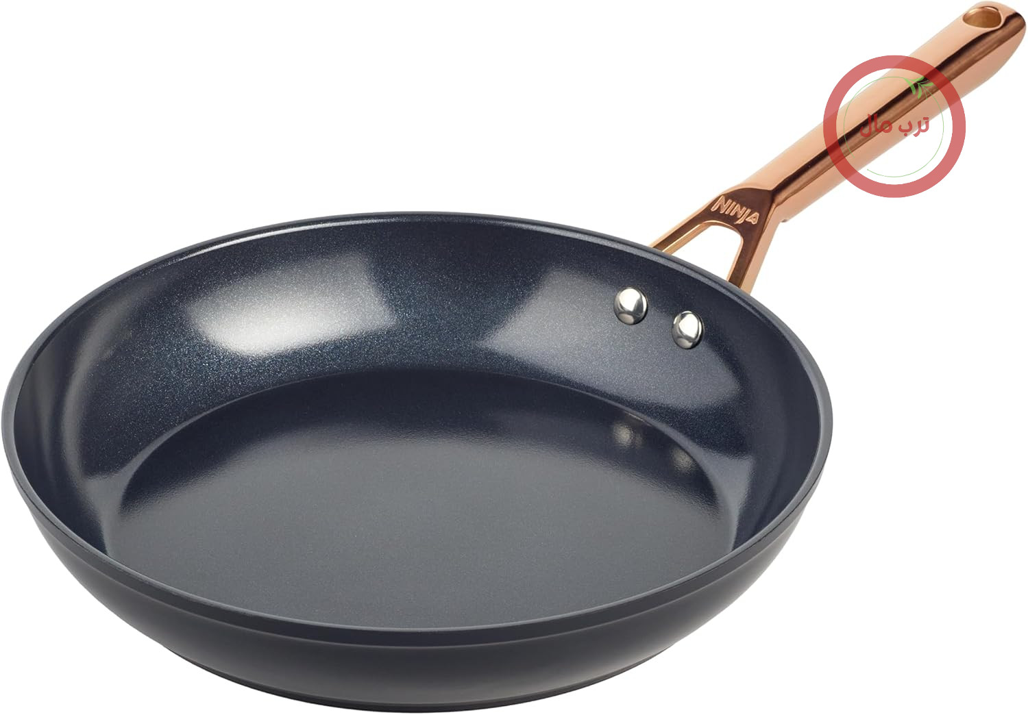 ماهیتابه سرامیکی نینجا مدل Extended Life سایز 28 سانتی‌متر، روکش نچسب (بدون PFA، PFOA، سرب یا کادمیوم)، سازگار با اجاق القایی، دسته استیل ضد زنگ، مناسب برای فر تا دمای 285 درجه سانتیگراد، رنگ مسی و مشکی، مدل CW90028AMZUKCP